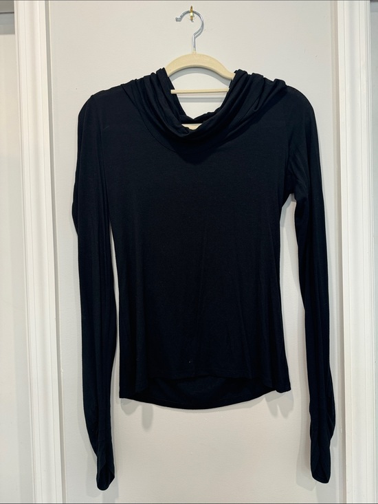 Elie Tahari Tops - Elie Tahari Black Draped Cowl Long-Sleeve Top